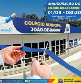 Hoje, inauguração do Colégio Municipal João de Barro, em Santana de Parnaíba