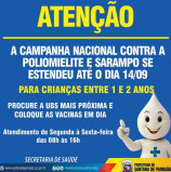 Vacinação até 14/09 – Poliomielite e Sarampo – Santana de Parnaíba