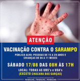 Santana de Parnaíba vacina contra sarampo até sábado. Veja o banner!