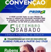Amanhã, acontece a Convenção do PSDB em Barueri na Câmara Municipal de Barueri, com votação online