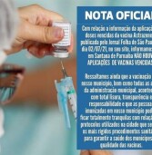 Prefeitura de Santana de Parnaíba – NOTA À IMPRENSA