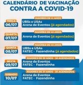 Santana de Parnaíba – calendário de vacinação contra Covid-19 de 06 a 10/07