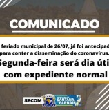 Dia da Padroeira Santa Anna – não é feriado neste ano porque foi antecipado
