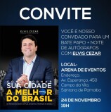 Convite para o lançamento do livro de Elvis Leonardo Cezar  “Como tornar sua cidade a melhor do Brasil”