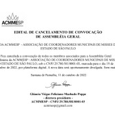 Edital de Cancelamento de Assembléia Geral Ordinária da ACMMESP – Associação de Coordenadores de Municipais de Misses do Estado de São Paulo